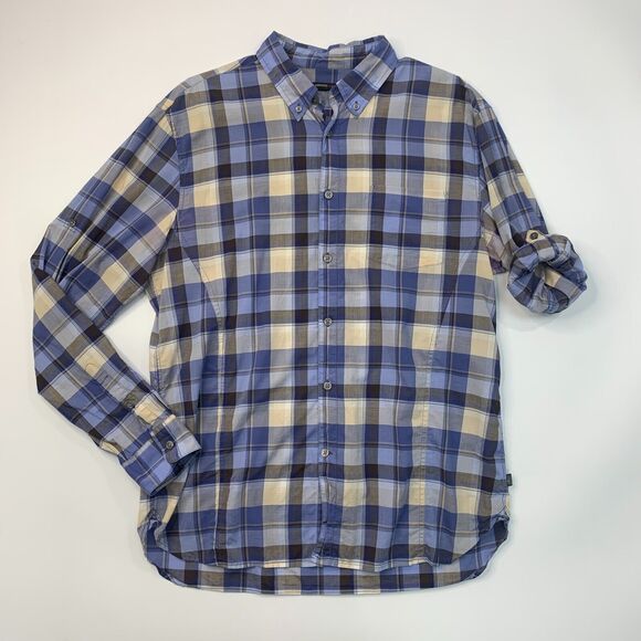 John Varvatos Shirt Mens L Large Blue Plaid Long Sleeve Lightweight Button Down - Picture 2 of 10